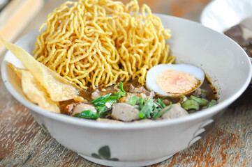noodles or meatball noodles or noodle, Chinese noodles or Thai noodles