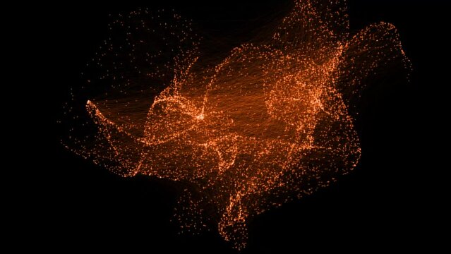 オレンジ色　ポリゴン　点　線　CG　パーティクル　モーショングラフィックス
