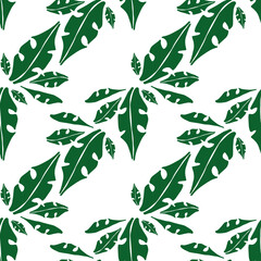 seamless pattern of tropical leaves. Background for fabric for summer clothes, for wallpaper, for packaging. Green leaves on a white background