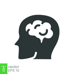 Human brain icon. Simple solid style. Think, mind, head, idea, creative concept. Vector glyph illustration design isolated. EPS 10.