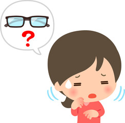 眼鏡を探してキョロキョロする女性