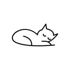 line sleep cat logo template. perfect use for animal logo. cat sign and symbol.