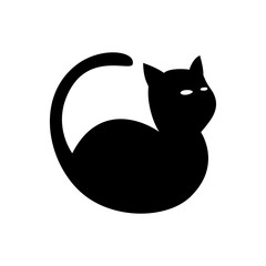 black cat logo template. perfect use for animal food business. cat sign and symbol. vector illustration.