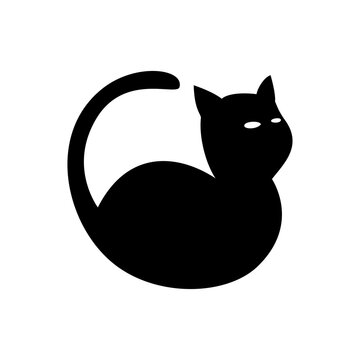 black cat logo template. perfect use for animal food business. cat sign and symbol. vector illustration.