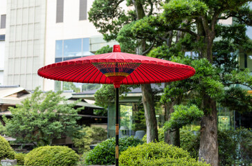 Fototapeta na wymiar 日本庭園 野立て傘