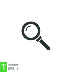 Magnifying glass glyph icon. Simple solid style. vector sign, linear pictogram isolated on white background. Logo illustration design. EPS 10.