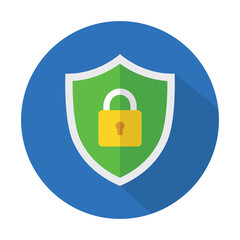 Security flat icon vector illustration . Shield padlock logo design template