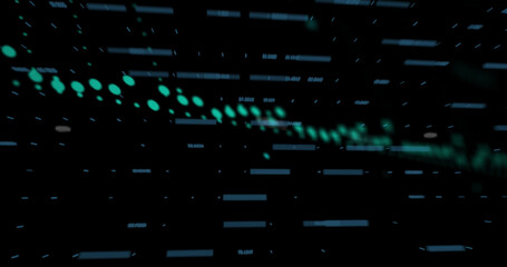 Image of data processing and statistics on dark background