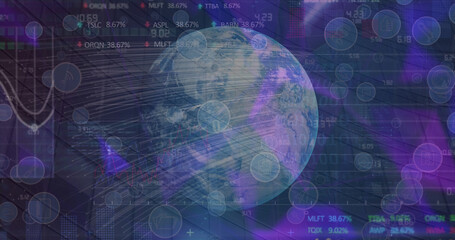 Image of network of connections with icons over globe