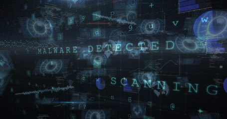 Image of data processing over black background