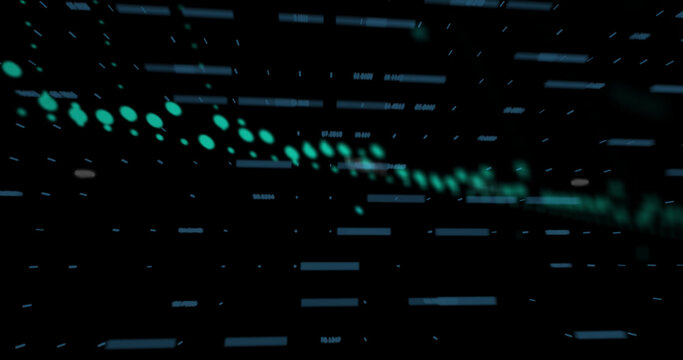 Image of data processing and statistics on dark background