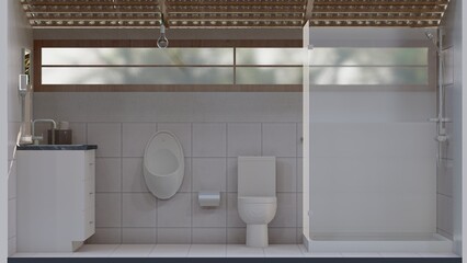 Minimalist bathroom, with all the accessories
