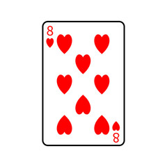 Vector illustration poker card symbols. Card Hearts. Isolated on a blank, editable and changeable background.