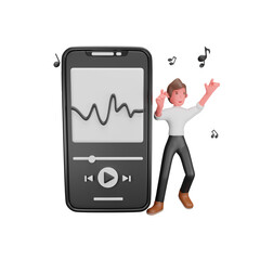 3d illustration Mobile Music Player