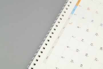 Calendar with spring on grey background. Planning future concept.