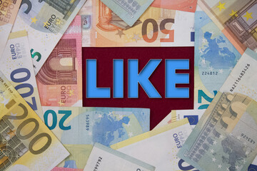 Like. Text on adhesive note paper. Event, celebration reminder message.