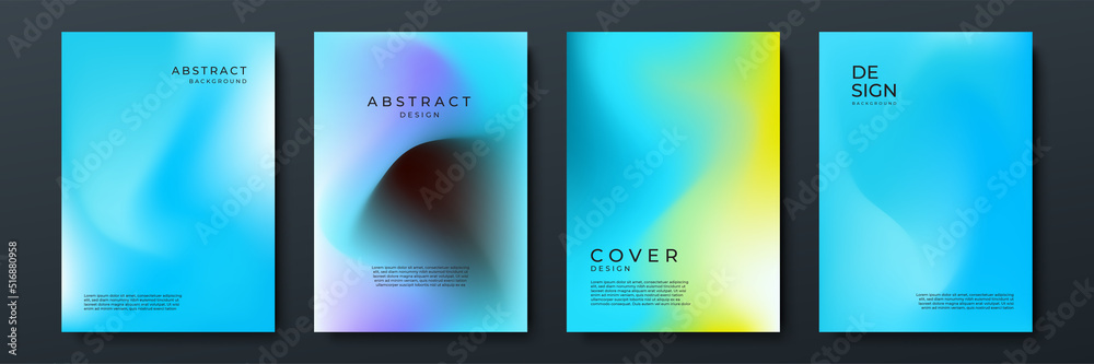Poster Abstract gradient texture background with dynamic blurred effect. Minimal gradient background with modern light blue color for presentation design, flyer, social media cover, web banner, tech poster