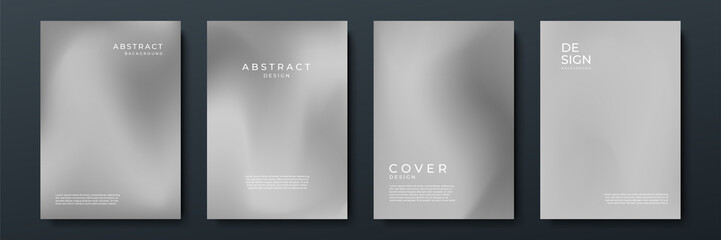 Blurred grey white backgrounds set with modern abstract blurred color gradient patterns. Templates collection for brochures, posters, banners, flyers and cards. Vector illustration.