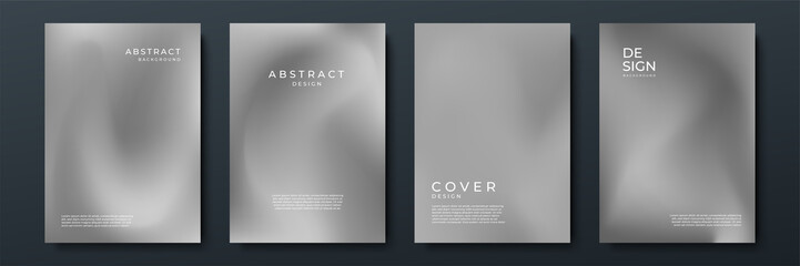 Fototapeta premium Blurred grey white backgrounds set with modern abstract blurred color gradient patterns. Templates collection for brochures, posters, banners, flyers and cards. Vector illustration.