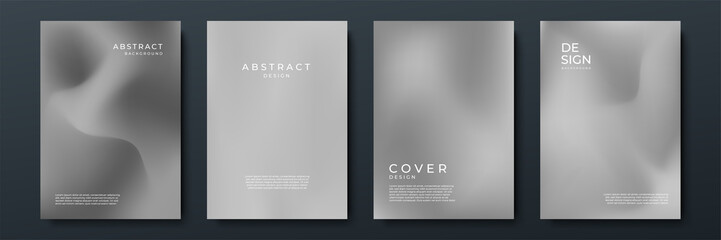 Blurred grey white backgrounds set with modern abstract blurred color gradient patterns. Templates collection for brochures, posters, banners, flyers and cards. Vector illustration.