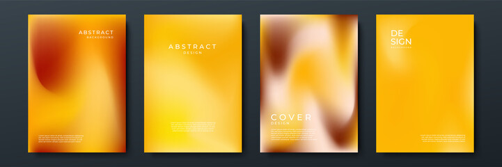 Fototapeta premium Blurred orange backgrounds set with abstract gradient texture background with dynamic blurred effect. Templates for brochures, posters, banners, flyers and cards. Vector illustration.