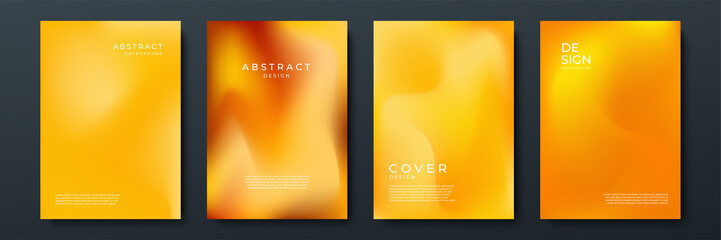 Fototapeta premium Blurred orange backgrounds set with abstract gradient texture background with dynamic blurred effect. Templates for brochures, posters, banners, flyers and cards. Vector illustration.