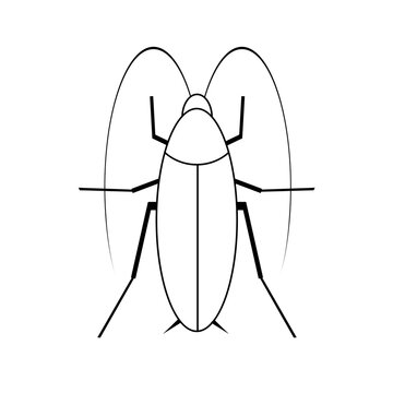 recommend clip art: Black cockroach with long whiskers on a white background
