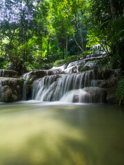 Mae Kae waterfall, limestone waterfall at Lampang province in Thailand