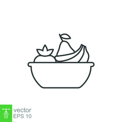 Plate fruit icon. Simple outline style. Vegetable bowl sign, healthy foods diet concept. Thin line vector illustration design isolated. EPS 10.