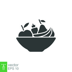 Plate fruit icon. Simple solid style. Vegetable bowl sign, healthy foods diet concept. Vector illustration design isolated. EPS 10.