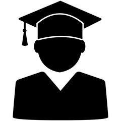 male graduate in graduation cap. student with graduation cap icon. graduate sign. flat style.