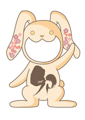 顔ハメ用・うさぎ着ぐるみ年賀状素材
