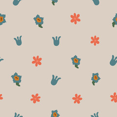 Seamless pattern with abstract shapes. Simple colored doodles