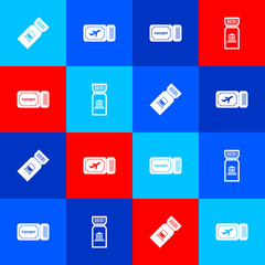 Set Train ticket, Airline, Ticket and Museum icon. Vector