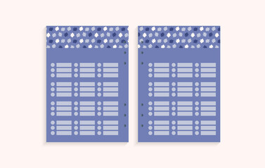 Page template for yearly planning, important dates or notes,