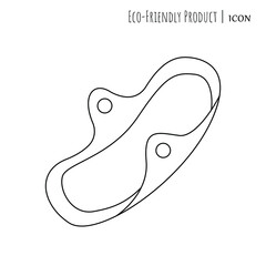 Reusable feminine pad. Female menstruation. Save the planet from plastic. Eco-friendly product. Vector editable icon