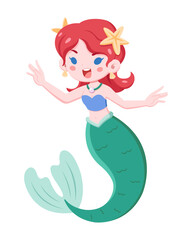 Cute style happy mermaid cartoon illustration
