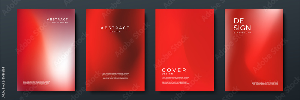 Aufkleber Blurred red backgrounds set with abstract gradient texture background with dynamic blurred effect. Templates for brochures, posters, banners, flyers and cards. Vector illustration.