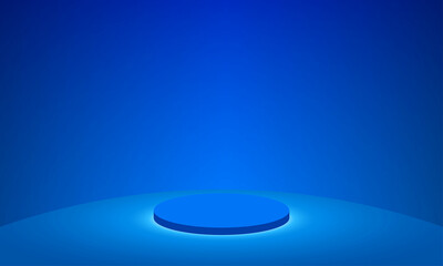 blue podium and blue light in the studio room	