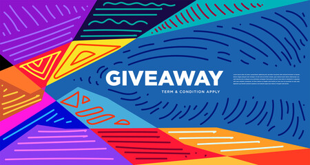 Colorful abstract geometric and fluid banner template for marketing promotion material. Giveaway, cash back, gift card, and member card bonus design template.