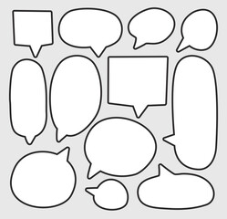 Doodle set of speech bubble. Hand drawn sketch. Vector illustration..