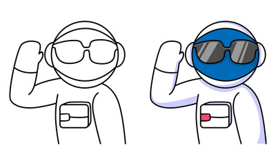 cute astronaut wearing sunglasses coloring page for kids