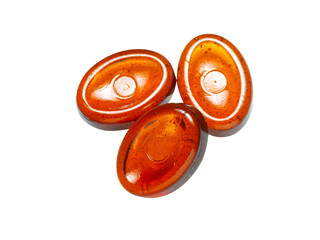 Tasty toffee candy isolated on white background.