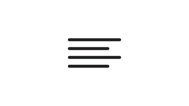 All kinds of Alignment. Transparent background 4k icon animation.