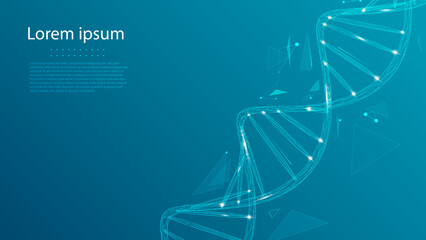 Vector Wireframe DNA Model Object Style Background. vector illustration.
