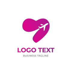 Airplane and love logo template