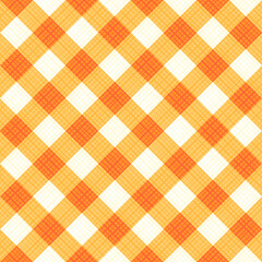 Seamless autumn colors gingham fabric cloth, tablecloth, pattern, swatch, background, or wallpaper with fabric texture visible. Diagonal repeat pattern. Single tile here.
