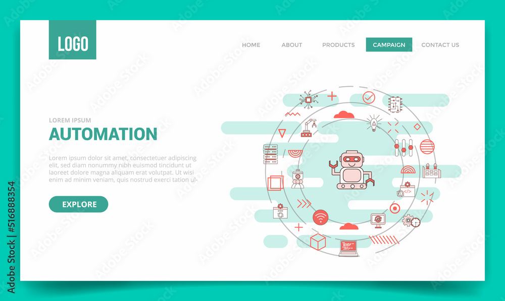 Wall mural automation concept with circle icon for website template or landing page homepage