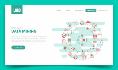 data mining concept with circle icon for website template or landing page homepage