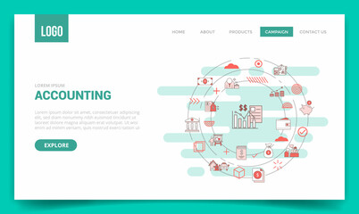 accounting concept with circle icon for website template or landing page homepage